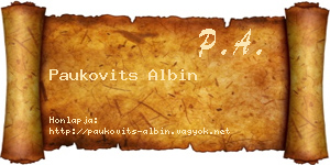 Paukovits Albin névjegykártya